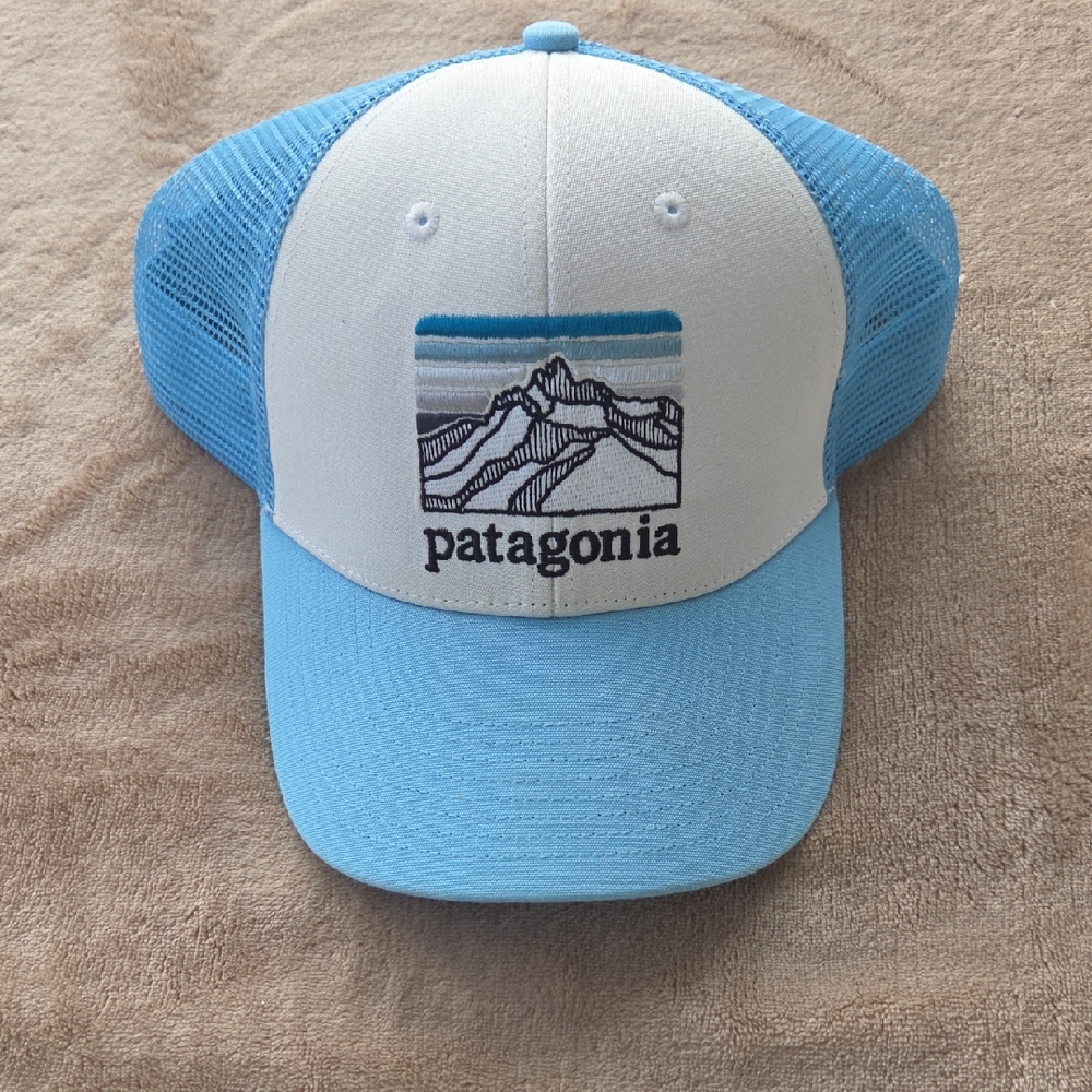 Patagonia Light Blue and White Cap